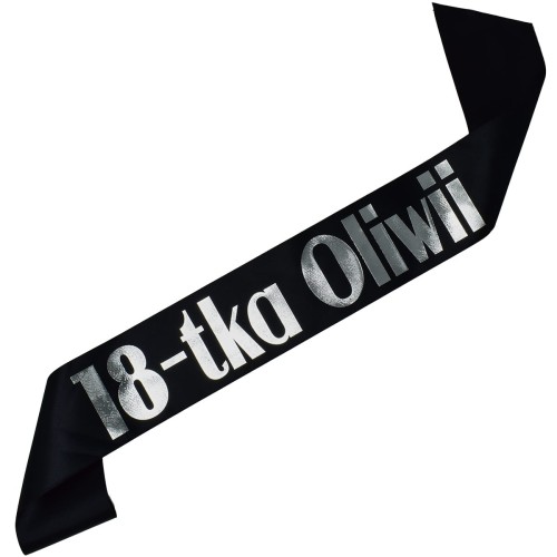 Szarfa 18-tka + dowolne imie - stylowy akcent na wejscie w doroslosc