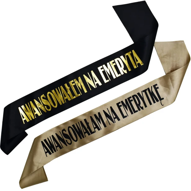 Szarfa z nadrukiem - Zestaw szarf dla Emerytow - Awansowalam na Emerytke, Awansowalem na Emeryta