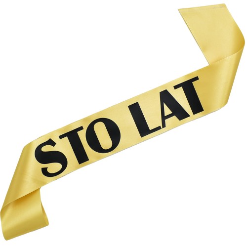Szarfa Sto lat złota czarny nadruk