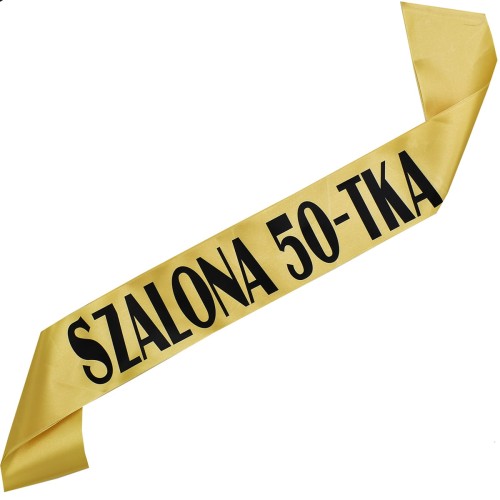 Szarfa Szalona 50-tka złota z czarnym nadrukiem