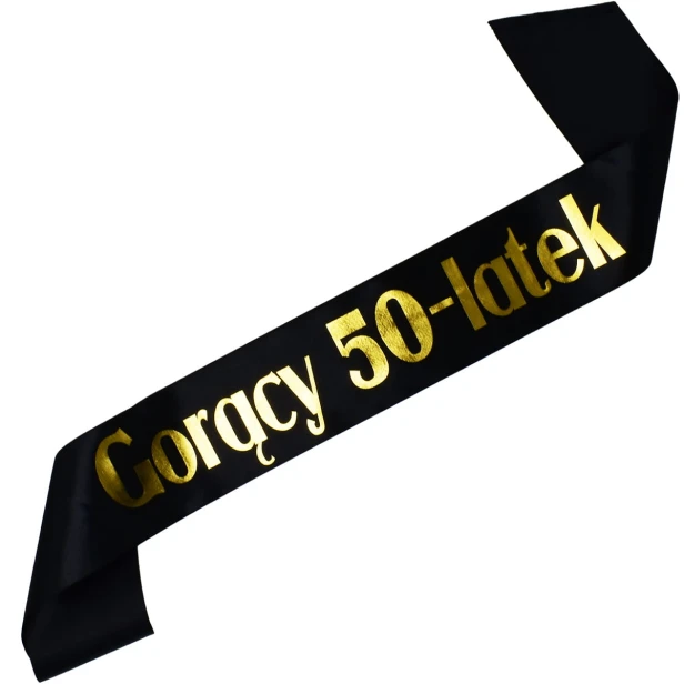 Szarfa Goracy 50-latek czarna ze zlotym nadrukiem