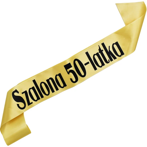 Szarfa Szalona 50-latka zlota z czarnym nadrukiem
