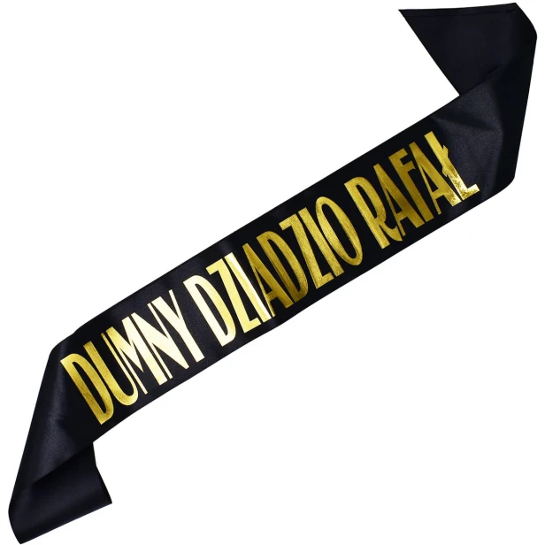 Szarfa Dumny Dziadzio + imie - czarna szarfa personalizowana
