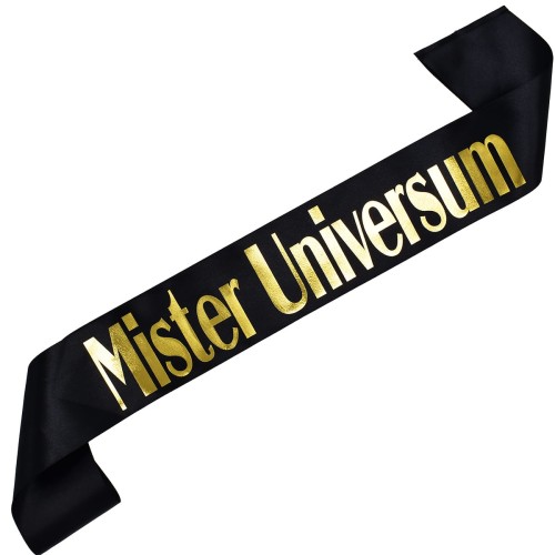 Szarfa Mister Universum - czarna szarfa na impreze i konkurs