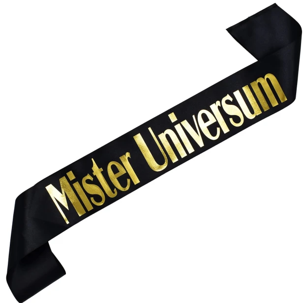 Szarfa Mister Universum – czarna szarfa na imprezę i konkurs