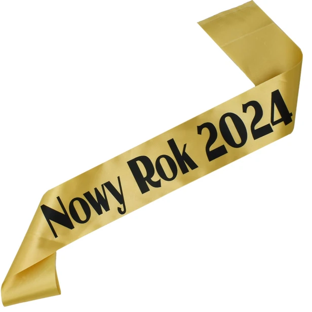 Szarfa Nowy Rok 2024 – złota szarfa sylwestrowa