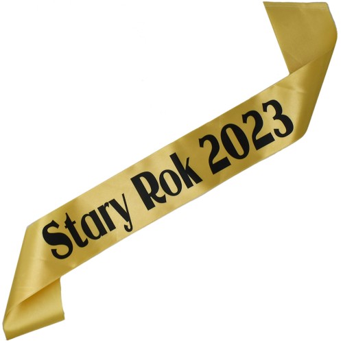 Szarfa Stary Rok 2023 – złota szarfa sylwestrowa