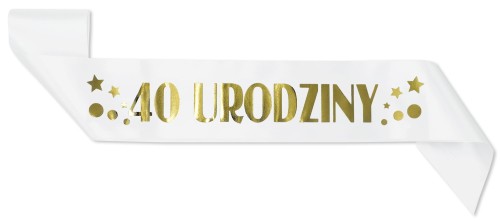 Szarfa na 40 urodziny - zloty nadruk