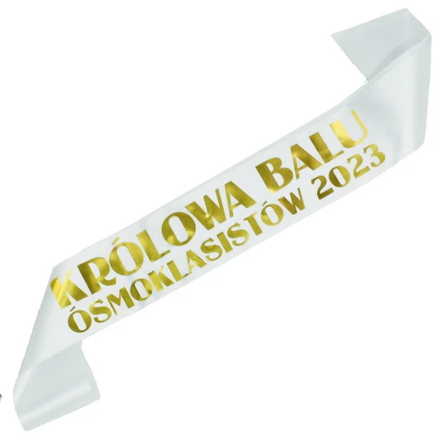 Szarfa biala Krolowa Balu Osmoklasistow 2023