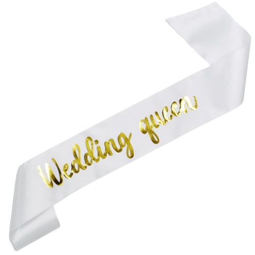 Szarfa biala Wedding Queen