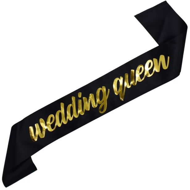 Szarfa czarna Wedding Queen