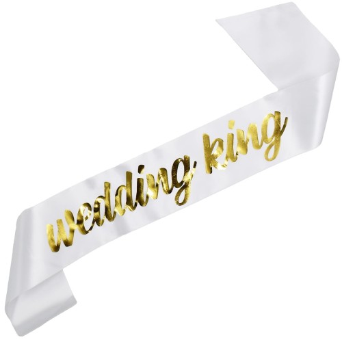 Szarfa biala Wedding King
