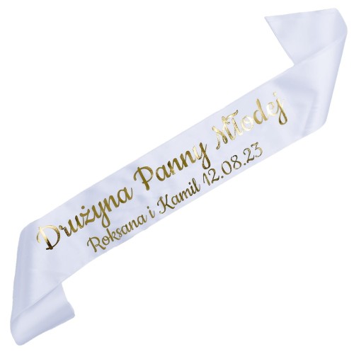 Szarfa biala Druzyna Panny Mlodej