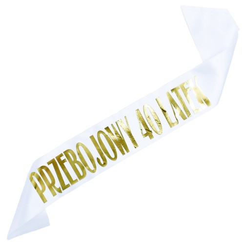 Szarfa na 40 urodziny Przebojowy 40-latek - biala