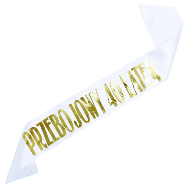 Szarfa na 40 urodziny Przebojowy 40-latek - biala