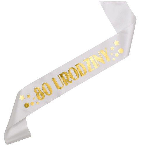 Szarfa na 80 urodziny - biala