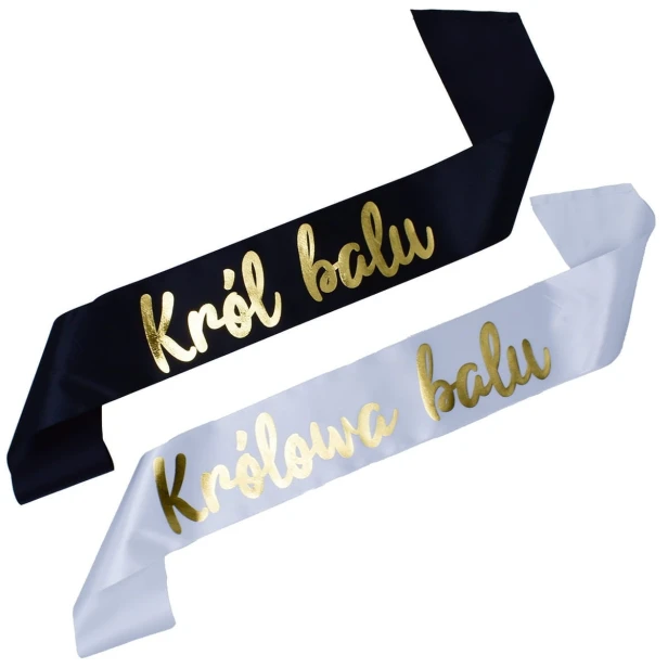 Szarfa szkolna Zestaw szarf Krol i Krolowa Balu