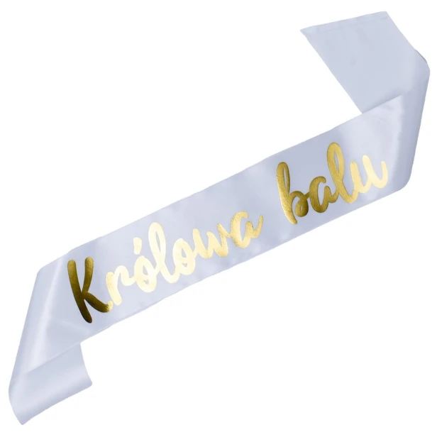 Szarfa biala Krolowa Balu