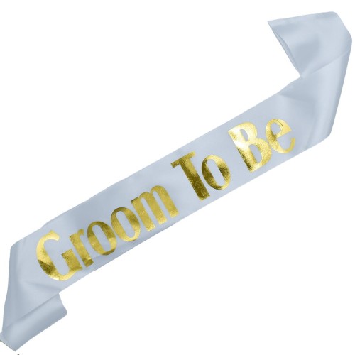 Szarfa biala Groom To Be