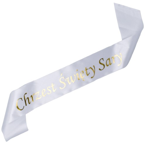 Szarfa biala Chrzest Swiety z dowolnym imieniem