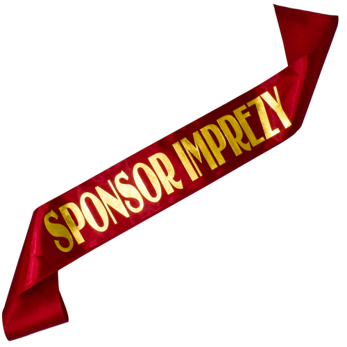 Szarfa czerwona Sponsor Imprezy - zloty nadruk
