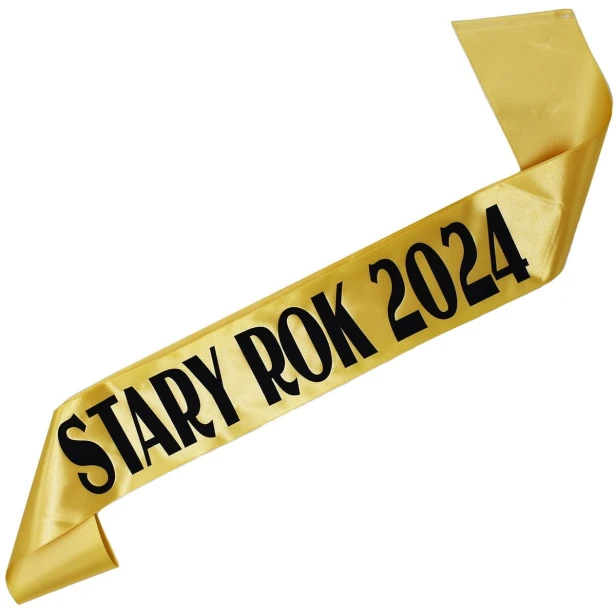 Szarfa zlota Stary Rok 2024 - czarny nadruk