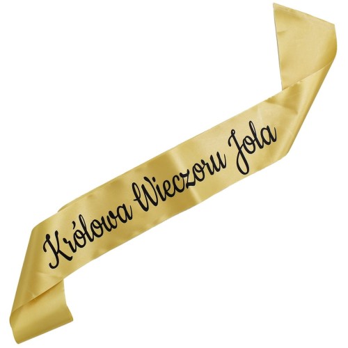 Szarfa zlota Krolowa Wieczoru z dowolnym imieniem