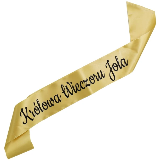Szarfa zlota Krolowa Wieczoru z dowolnym imieniem