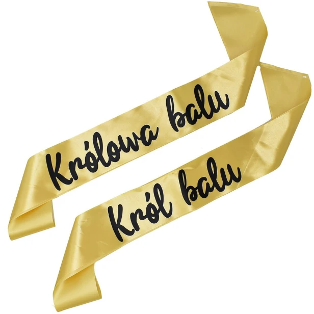 Szarfa szkolna Zestaw szarf Zestaw zlotych szarf Krol i Krolowa Balu