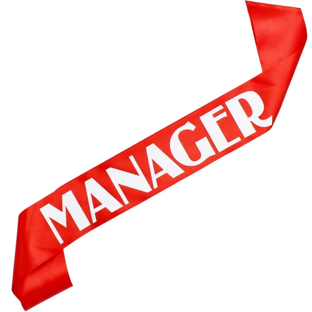 Szarfa czerwona Manager - bialy nadruk