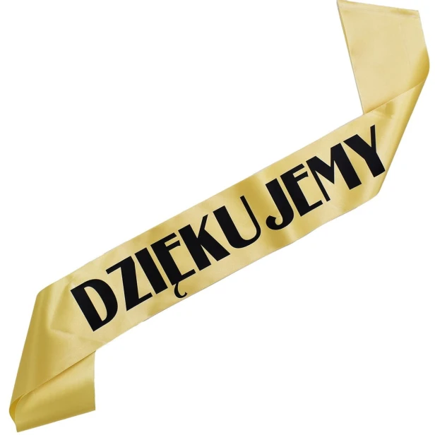 Szarfa zlota Dziekujemy - czarny nadruk