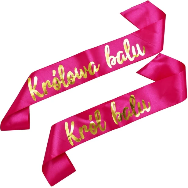 Szarfa szkolna Zestaw szarf Krol i Krolowa Balu - rozowe